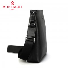 梦特娇 单肩包男斜挎包牛皮包商务休闲背包