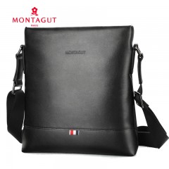 梦特娇 男包真皮单肩包斜挎包休闲牛皮背包