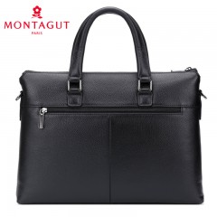 梦特娇 男包新款休闲头层牛皮大容量横款商务斜挎单肩包男士