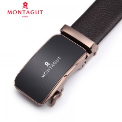 梦特娇 男士皮带商务正装自动扣腰带青年牛皮革简约裤带70021