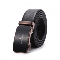 梦特娇 男士皮带商务正装自动扣腰带青年牛皮革简约裤带70021