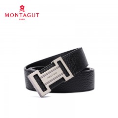 梦特娇 男士腰带真皮休闲板扣商务时尚男式皮带牛皮革裤带男