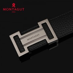 梦特娇 男士腰带真皮休闲板扣商务时尚男式皮带牛皮革裤带男