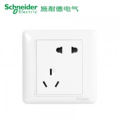 施耐德 开关插座睿意白色 10A斜五孔插座 二三插电源开关插座面板