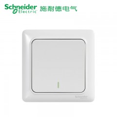 施耐德 开关插座 一开单联单开关面板 一开双控开关10A 睿意白色