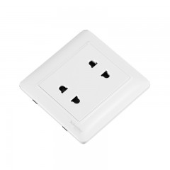 施耐德 电源插座 双联二极面板86型 暗装家用墙壁四孔插座 睿意白