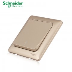 施耐德 面板开关 一开一位单联双控 电源开关插座面板 10A 睿意金