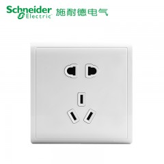 施耐德 开关 二三插 五孔插座墙壁电源 开关插座面板10A丰尚经典白