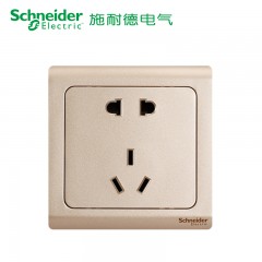 施耐德 开关插座 面板 轻逸系列格调金 10A五孔电源插座二三插