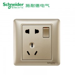 施耐德 开关插座面板 一开二三插五孔10A墙壁86型暗装 睿意金色