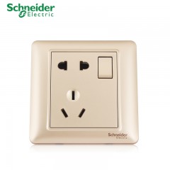 施耐德 开关插座面板 一开二三插五孔10A墙壁86型暗装 睿意金色