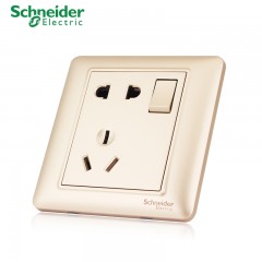 施耐德 开关插座面板 一开二三插五孔10A墙壁86型暗装 睿意金色