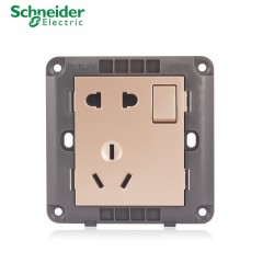 施耐德 开关插座面板 一开二三插五孔10A墙壁86型暗装 睿意金色