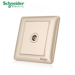 施耐德 金色开关插座面板 暗装高清单频电视插座面板睿意金