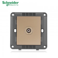 施耐德 金色开关插座面板 暗装高清单频电视插座面板睿意金