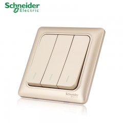 施耐德 面板开关 三开三位三联单控 墙壁电源开关插座面板 睿意金