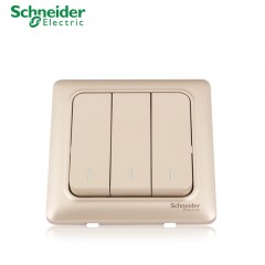 施耐德 面板开关 三开三位三联单控 墙壁电源开关插座面板 睿意金
