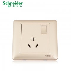 施耐德 开关插座 带开关一开三孔 空调墙壁电源插座 面板睿意金色