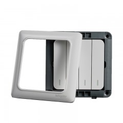 施耐德 电气 四位4四开四联双控 86型电源插座开关面板 睿意白色