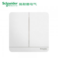 施耐德 电气 二位二开双联单控 电源插座开关面板16A 绎尚镜瓷白