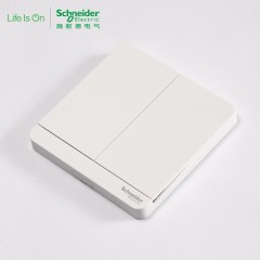 施耐德 电气 二位二开双联单控 电源插座开关面板16A 绎尚镜瓷白