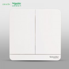 施耐德 电气 二位二开双联单控 电源插座开关面板16A 绎尚镜瓷白