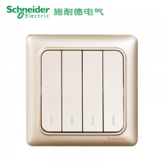 施耐德 开关面板 四开四位四联双控 墙壁电源开关插座面板 睿意金