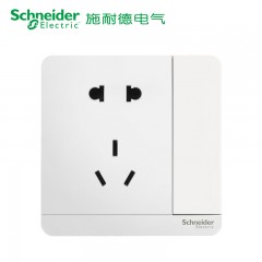 施耐德 电气 带开关二三插一开五孔插座 插座面板10A 绎尚镜瓷白