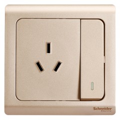 施耐德 开关插座 面板 轻逸系列金 空调插座 一开三孔16A 带开关