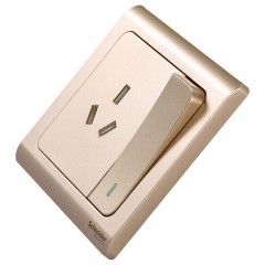 施耐德 开关插座 面板 轻逸系列金 空调插座 一开三孔16A 带开关