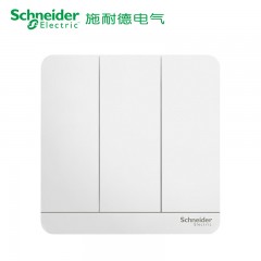 施耐德 开关三位墙壁面板 绎尚镜瓷白暗装灯具开关 三开单控
