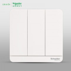 施耐德 开关三位墙壁面板 绎尚镜瓷白暗装灯具开关 三开单控