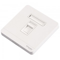 施耐德 开关插座家用电话插座16A绎尚镜瓷白墙壁电源插座面板