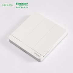 施耐德 三位三开三联双控 开关面板16A 绎尚镜瓷白
