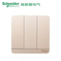 施耐德 三位三开三联双控 开关面板16A 绎尚薄暮金