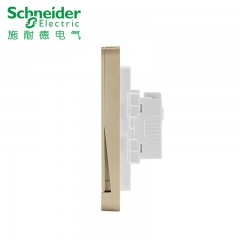 施耐德 四位四联四开单控开关面板16A 绎尚薄暮金