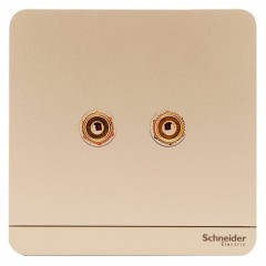 施耐德 单联二孔音响插座 音箱弱电面板 绎尚金