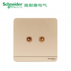 施耐德 单联二孔音响插座 音箱弱电面板 绎尚金