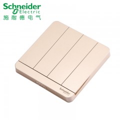 施耐德 四位四联四开双控开关面板16A 绎尚薄暮金