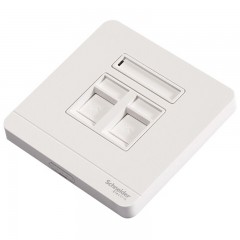 施耐德 电气开关插座 电话+电脑插座 墙壁网络网线面板 绎尚镜瓷白