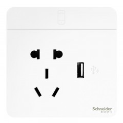 施耐德 开关插座面板  家用墙壁开关 绎尚镜瓷白 五孔USB插座