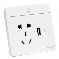 施耐德 开关插座面板  家用墙壁开关 绎尚镜瓷白 五孔USB插座