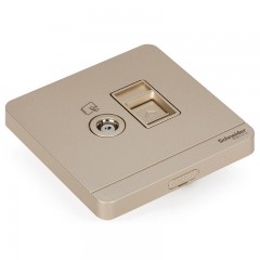 施耐德 电视+电脑插座 网络网线面板 绎尚薄暮金