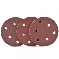 国产 5吋带孔植绒砂纸片 砂纸磨片 吸尘抛光机 磨片 6孔拉绒磨片 125mm