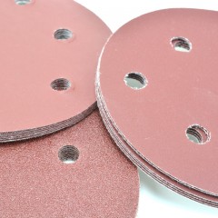 国产 5吋带孔植绒砂纸片 砂纸磨片 吸尘抛光机 磨片 6孔拉绒磨片 125mm