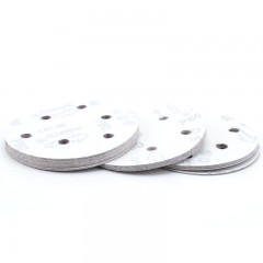 国产 5吋带孔植绒砂纸片 砂纸磨片 吸尘抛光机 磨片 6孔拉绒磨片 125mm