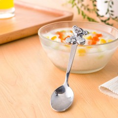 宜洁 不锈钢宝宝汤勺勺子 吃饭喂饭勺练习勺儿童学饭勺小熊勺