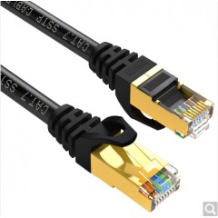 ☆山泽 SAMZHE CAT-7005H 工程级七类CAT7类纯铜镀金双屏蔽超高速网络跳线 成品网线 黑色0.5米