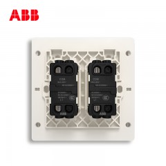 ABB 开关插座面板家用墙壁电源二位双联二开单控轩致银色AF122-CS