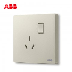 ABB 开关插座面板一位一开三孔带开关插座10a三眼轩致银色AF223-CS